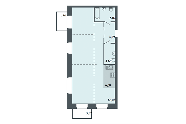 3-комнатная квартира 87,62 м² в ЖК Спектр. Планировка