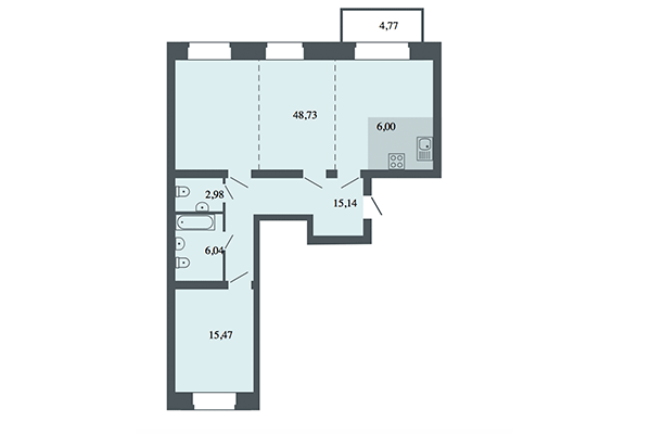 3-комнатная квартира 94,38 м² в ЖК Спектр. Планировка