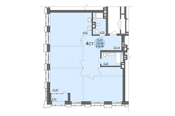 4-комнатная квартира 113,19 м² в ЖК Ричмонд. Планировка