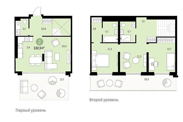 3-комнатная квартира 132,50 м² в Европейский берег. Планировка
