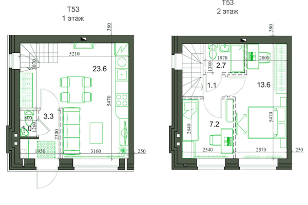 2-комнатная квартира 51,20 м² в Березки Элитный. Планировка